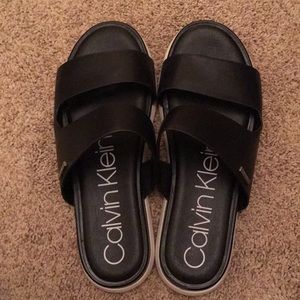 Calvin Klein Leather Diona Slide Sandals